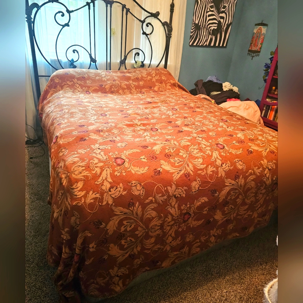 Vintage Anichini Viscose Bed Spread Duvet Coverlet King/Queen